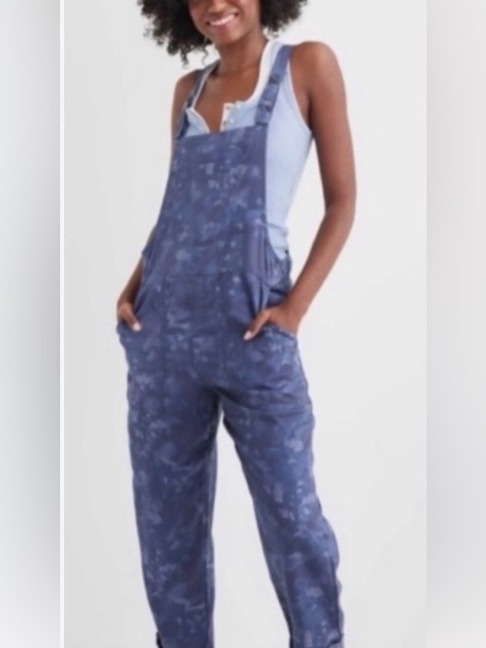 Aerie Blue Tie-Dye Denim Overalls - Picture 2 of 4